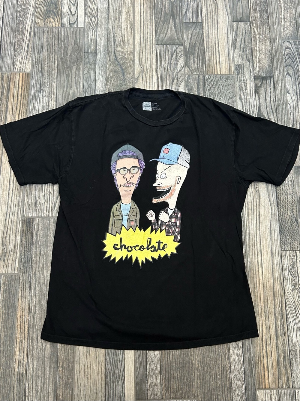 👁️ RARE Chocolate Skateboards Jer & MJ 'Beavis and Butt-Head' Tee Black Size XL